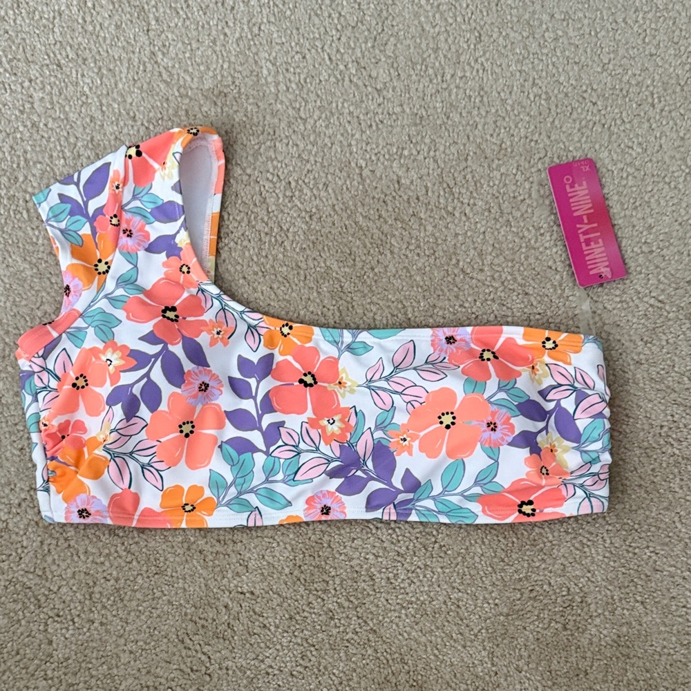 Floral One-Shoulder Bikini Top